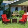 Tangkula 3PCS Patio Rattan Conversation Set Outdoor Furniture Set W/ Table Cushions -Tangkula GUEST c7879020 2fe0 457b aa37 42299960a6c5
