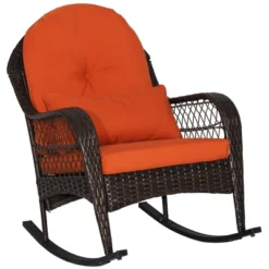 Tangkula Patio Garden Wicker Rattan Rocking Chair Furniture W/ Cushion -Tangkula GUEST c7c745a9 7b7b 48d6 b5be f90917cd3066