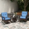 Tangkula 3 Piece Outdoor Rocking Set Rattan Rocker Chairs W/ Tempered Glass Coffee Table -Tangkula GUEST c7e03c6b a52e 4bea baa0 eb253fee27e8