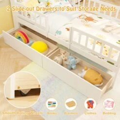Tangkula Twin Size House Bed W/ 2 Drawers Kids Montessori Bed W/ Storage Headboard -Tangkula GUEST c7e6907f 14da 4f71 940b d7e350a6ba4a
