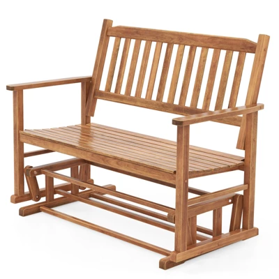 Tangkula Patio Glider Loveseat Chair Swing Rocking Bench W/ Curved Backrest & Slatted Seat 12 Tangkula Patio Glider Loveseat Chair Swing Rocking Bench W/ Curved Backrest & Slatted Seat - Image 10
