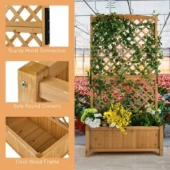 Tangkula 71" Tall Raised Garden Bed Wooden Planter W/ Trellis For Flower Climbing Plant -Tangkula GUEST c82bdba9 695d 4f3a 8111 ea9eedde61a0