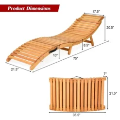 Tangkula Folding Wood Lounge Outdoor Wooden Chaise Chair With Cushion -Tangkula GUEST c840b263 226b 4418 b271 7288ccfe3afe