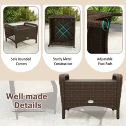 Tangkula 2 Pieces Outdoor Patio PE Wicker Ottomans W/ Removable Cushions Footstools -Tangkula GUEST c856e504 37ef 4ae3 ab85 fffcb01bd0ac