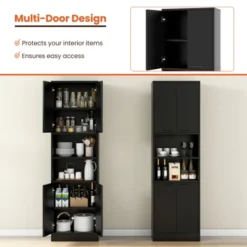 Tangkula Kitchen Pantry Cabinet 75” Tall Freestanding Cupboard With Doors & Shelves Safety Hinges & Anti-tipping Devices Black/White 18 Tangkula Kitchen Pantry Cabinet 75” Tall Freestanding Cupboard With Doors & Shelves Safety Hinges & Anti-tipping Devices Black/White -Tangkula GUEST c8cb335f 741a 4d07 97bc ddc56c092b0d