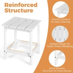 Tangkula 15" Outdoor Square Side End Table Wooden Coffee Table Suitable For Garden Patio Balcony White/Gray/Black -Tangkula GUEST c8edcb3f 3c03 430b 936c 4d9fcbd1a900