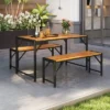 Tangkula 3 PCS Patio Dining Set For 6 People 53" Acacia Wood Picnic Table & 2 Benches -Tangkula GUEST c94e2b06 f8f1 45f3 9ac2 7b4531599f05