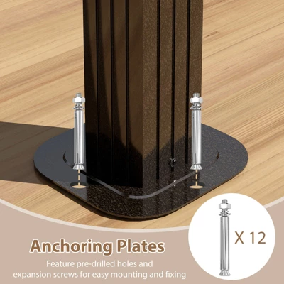 Tangkula 12 X 12 FT Hardtop Gazebo W/ Netting Heavy-Duty Double-Roof Galvanized Metal Top 8 Tangkula 12 X 12 FT Hardtop Gazebo W/ Netting Heavy-Duty Double-Roof Galvanized Metal Top - Image 6