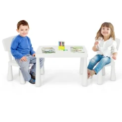 Tangkula Kids Table And 2 Chairs Set Children Play Activity Table Furniture Set Blue/Pink/White/Green -Tangkula GUEST c9843fa4 46b4 4f04 a7a5 b65fa026a7ad