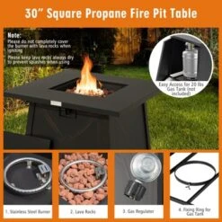 Tangkula 5-Piece Outdoor Patio Furniture Set With 50,000 BTU Propane Fire Pit Table Patio Conversation Set W/ Cushions, Storage Box, Coffee Table -Tangkula GUEST c9e569e2 12da 4f85 a612 b05c50d6021b