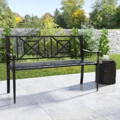 Tangkula Patio Metal Sofa Garden Bench Heavy-duty Park Loveseat Chair Seat -Tangkula GUEST ca3ca393 7938 4198 bb7c a7bbd873614b