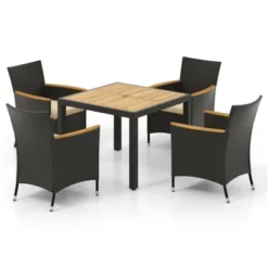 Tangkula 5PCS Dining Table Set For 4 Rattan Conversation Set W/ Umbrella Hole Patio -Tangkula GUEST ca54c6e8 fd28 4515 ac38 0fd089e920fe