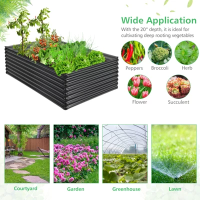 Tangkula Galvanized Metal Raised Garden Bed 71" x 20.5" x 43.5" Large Outdoor Raised Planter Box For Vegetable Flower Fruit Herb Garden 9 Tangkula Galvanized Metal Raised Garden Bed 71" x 20.5" x 43.5" Large Outdoor Raised Planter Box For Vegetable Flower Fruit Herb Garden - Image 7