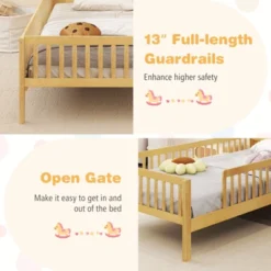 Tangkula Twin Size Kids Bed Solid Wood Platform Bed W/ Under-bed Storage & Storage Cube -Tangkula GUEST ca9cdf38 89c8 4e74 b479 627a0dfe89e1