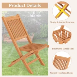 Tangkula Teak Wood Outdoor Chair Folding Portable Patio Chair W/ Slatted Seat & Back -Tangkula GUEST cab93339 3826 4f2a 88c7 ee93df16d24c