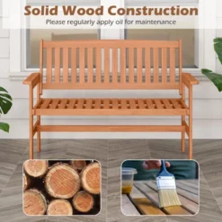 Tangkula 2-Person Patio Loveseat Garden Bench W/Slatted Backrest & Comfortable Armrests -Tangkula GUEST cac5863f c916 4e8f aedc 44e9d3104f2d