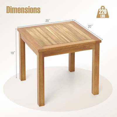 Tangkula Outdoor Square Teak Wood End Table Coffee Table For Porch Deck Garden Patio 10 Tangkula Outdoor Square Teak Wood End Table Coffee Table For Porch Deck Garden Patio - Image 8