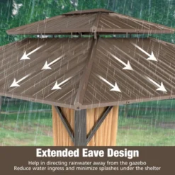 Tangkula 14 X 12 FT Hardtop Gazebo W/ Netting Heavy-Duty Double-Roof Galvanized Metal Top -Tangkula GUEST cb174111 96cc 4608 96bf c2aa9d1fb9ce
