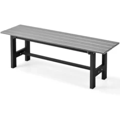 Tangkula Outdoor HDPE Bench W/ Metal Frame 47" X 14" X 16" For Yard Garden -Tangkula GUEST cb2ccafe 1297 49f1 a288 da0516867549