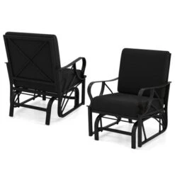 Tangkula 2PCS Patio Glider Chair Single Outdoor Rocking Chair W/ Seat & Back Cushions -Tangkula GUEST cb2d933f 1d0c 4397 9279 f118a1283e2b
