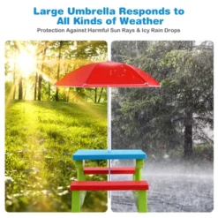 Tangkula Kids Picnic Table Set Indoor Outdoor Toddler Table With Bench & Removable Umbrella Portable Children Play Set -Tangkula GUEST cb43c7a0 1442 4b65 95d4 2cc4533cf707