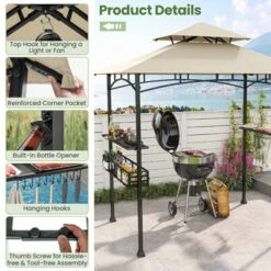 Tangkula 8 X 5 FT BBQ Grill Gazebo W/ 2 Side Shelves Storage Basket Hanging Hooks Outdoor -Tangkula GUEST cb57569f cac3 461f 835a b4821a0b4c45