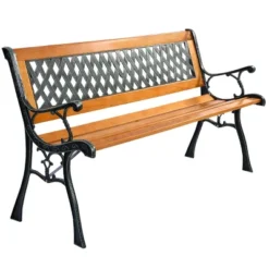 Tangkula Garden Metal Bench Porch Path Hardwood Chair For Patio Park Outdoor Deck -Tangkula GUEST cbb02c32 0363 47de 9adf dd26637693c0