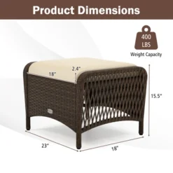 Tangkula 2 Pieces Outdoor Patio PE Wicker Ottomans W/ Removable Cushions Footstools -Tangkula GUEST cc1a9d9d 8268 4c2b aa0c 6dfeb01636ba