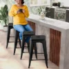 Tangkula 24" Set Of 4 Tolix Style Barstool Counter Height Metal Bar Stool Stackable Chair Black -Tangkula GUEST ccc539fb 7c58 4197 b6ce 3065e89b93bf