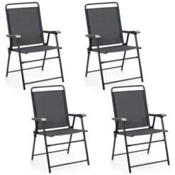 Tangkula 4-Piece Patio Folding Chairs Outdoor Camping Chair With Armrest & High Backrest -Tangkula GUEST cce19179 0ed3 420d a992 ea3f3b85df52
