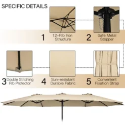 Tangkula 15FT Double-Sided Twin Patio Umbrella With Base Extra-Large Market Umbrella For Outdoor -Tangkula GUEST cd1549ff 6c4b 4a31 857c 501ac36629c4