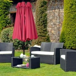 Tangkula 15 Ft Outdoor Patio Umbrella Double-Sided Shade Offset Wine Red -Tangkula GUEST cd1fd39e ed92 45d9 8227 416d46e8ae66