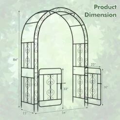 Tangkula 84" No Dig Arch Trellis Heavy-duty Metal Garden Arbor W/ Lockable Gate -Tangkula GUEST cd460810 73a6 42b0 a9d3 2107d54549d5