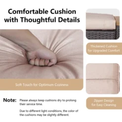 Tangkula Outdoor PE Wicker Ottoman Set Of 2 Patio Rattan Footrest Seat With Soft Cushions & Curved Acacia Wood Handles Beige/Navy Blue/Red/Off White -Tangkula GUEST cd5ddb45 e789 4c41 8554 5f7dfe71613f