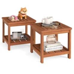 Tangkula 2PCS 2-Tier Adirondack Side Table W/ Slatted Tabletop Storage Shelf For Garden -Tangkula GUEST cdb1af8c d6e8 47e0 90d6 8c2d1a0f2a3b