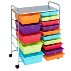 Tangkula 15 Drawer Rolling Storage Cart Opaque Multicolor Drawers Home -Tangkula GUEST cdbdde44 d250 4e68 8af0 63099a12fd8c