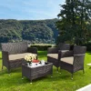 Tangkula 4 PCS Patio Rattan Wicker Furniture Set Outdoor With Cushions -Tangkula GUEST cde43a79 9bf7 42fd b542 3e0e4fe10c26