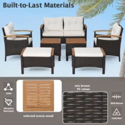 Tangkula 7PCS Rattan Patio Conversation Furniture Set Cushioned Outdoor Wicker Sofa Set -Tangkula GUEST cde4519d 9720 49c1 ad0d a83003ea0c70
