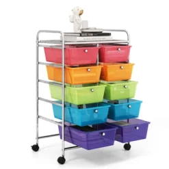Tangkula 10-Drawer Rolling Storage Cart Tools Scrapbook Paper Organizer On Wheels Rainbow 19 Tangkula 10-Drawer Rolling Storage Cart Tools Scrapbook Paper Organizer On Wheels Rainbow -Tangkula GUEST cdf1f288 ddae 40de bd65 50404119a785