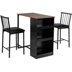 Tangkula 3-Piece Counter Table Set Bar Pub Dining Table Set With 3 Side Storage Brown -Tangkula GUEST ce61a50b ee08 42c6 aa67 4a1998d34d2c