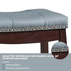 Tangkula Set Of 4 Saddle Bar Stools Backless Nailhead Counter Stool With Grey Cushions Coffee/White -Tangkula GUEST ce6341a5 5e9c 40d5 bea8 96ca2030dc50