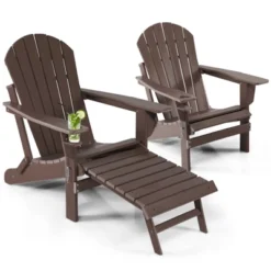 Tangkula 2PCS Adirondack Chair W/Ergonomic Design&Ottoman Outdoor Armchair HDPE Chair For Yard&Patio Black/Coffee/Grey/Turquoise/White -Tangkula GUEST ce7b454e 795a 4c82 9ccf cc10c639cf74