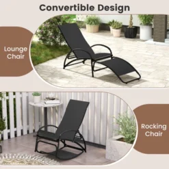 Tangkula Rocking Chair Outdoor 2-in-1 Convertible Lounge Chair With 4-Level Adjustable Backrest Heavy-Duty Aluminum Frame Patio Sun Lounger Rocker -Tangkula GUEST ce7e09bf dd57 4666 aa99 d4a6146c769d