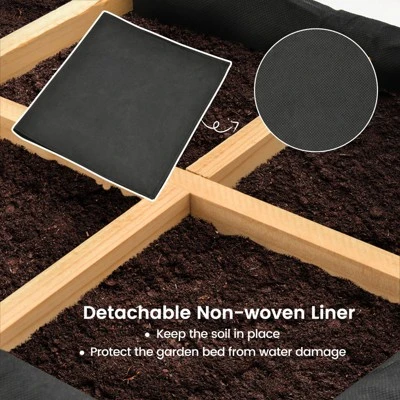 Tangkula Raised Wooden Garden Bed With Metal Trellis 59” Elevated Planter Box With Open Storage Shelves Removable Grid Divider 8 Tangkula Raised Wooden Garden Bed With Metal Trellis 59” Elevated Planter Box With Open Storage Shelves Removable Grid Divider - Image 6