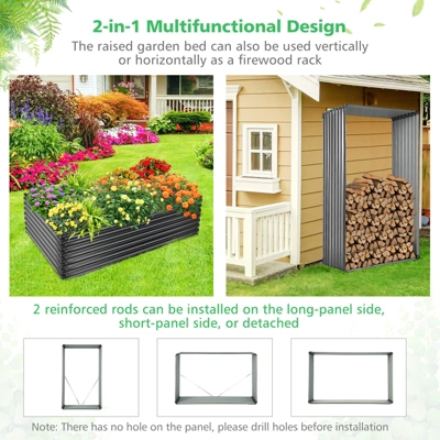 Tangkula Galvanized Metal Raised Garden Bed 71" x 20.5" x 43.5" Large Outdoor Raised Planter Box For Vegetable Flower Fruit Herb Garden 11 Tangkula Galvanized Metal Raised Garden Bed 71" x 20.5" x 43.5" Large Outdoor Raised Planter Box For Vegetable Flower Fruit Herb Garden - Image 9