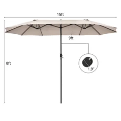 Tangkula 15FT Double-Sided Twin Patio Umbrella Extra-Large Market Umbrella For Outdoor -Tangkula GUEST cee9448d b38e 4ddd b342 6b09963f2039