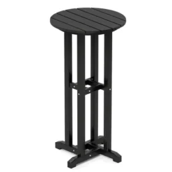 Tangkula 21.5" Round Bar Table Patio HDPE Bar Height Dining Table W/ Slatted Tabletop -Tangkula GUEST cf07e2be b5ad 477b 8178 b1cb6f7e5c41