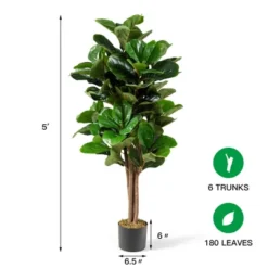 Tangkula 5Ft Fiddle Leaf Fig Tree Artificial Greenery Plant Home Office Decoration -Tangkula GUEST cf641258 0097 4f5b 89e5 f9aefb10367c