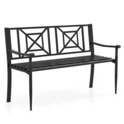 Tangkula Patio Metal Sofa Garden Bench Heavy-duty Park Loveseat Chair Seat -Tangkula GUEST cf917074 15c7 4787 81ec 7645d629f594