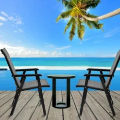 Tangkula 2PCS Folding Chairs Steel Frame Patio Garden Outdoor W/ Armrest & Footrest -Tangkula GUEST cfcd6ae7 58f7 4e30 aa37 c4d8d634415e